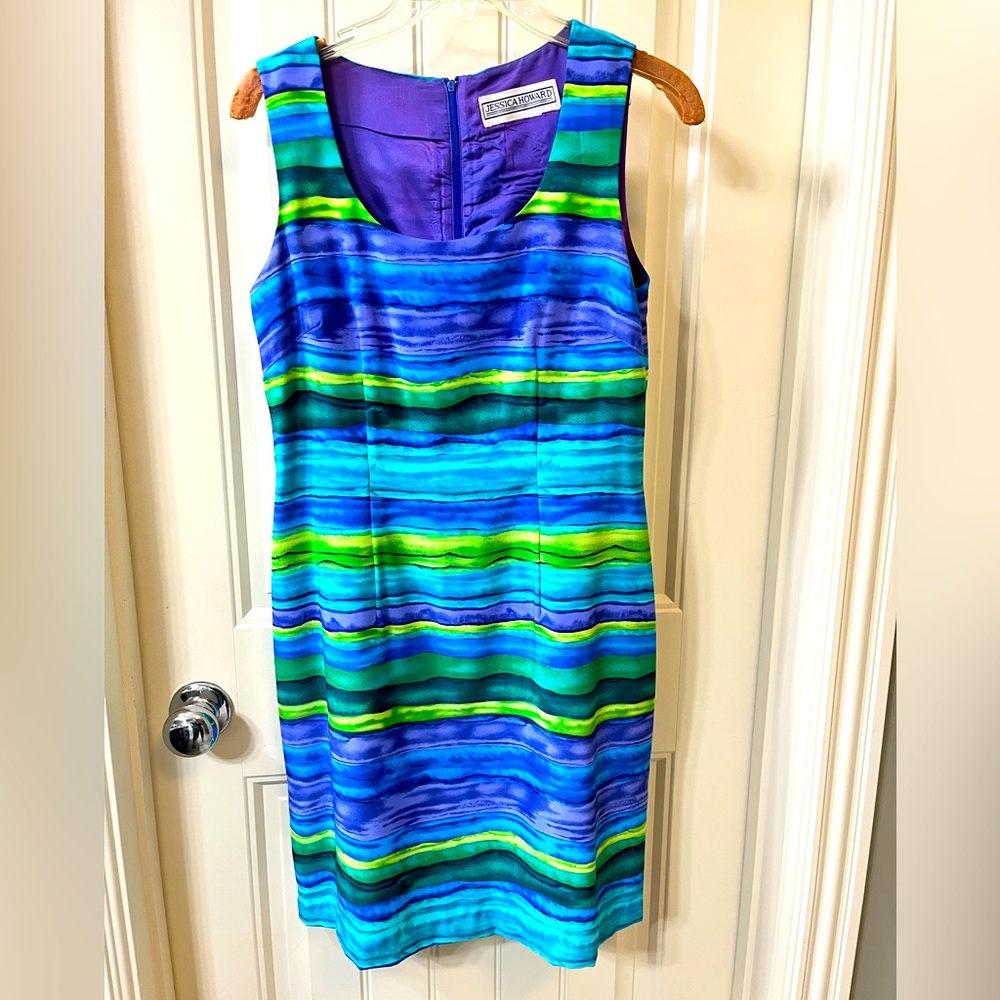 Beautiful Watercolor Striped Sleeveless Dress 8